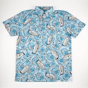 Loudmouth Partini Martini Cocktail Polo Shirt Mens Medium